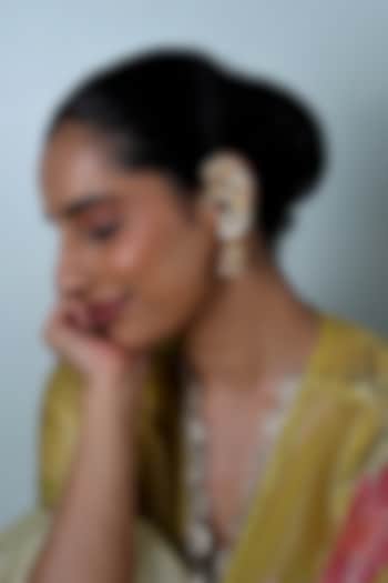 Gold Plated Jadau Kundan Polki Cuff Earrings by Shlok Jewels at Pernia's Pop Up Shop