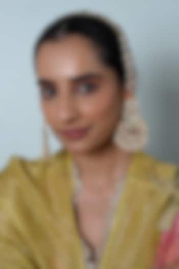 Gold Plated Jadau Kundan Polki Chandbali Earrings by Shlok Jewels at Pernia's Pop Up Shop