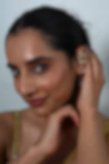 Gold Plated Mother Of Pearl Cuff Earrings by Shlok Jewels at Pernia's Pop Up Shop