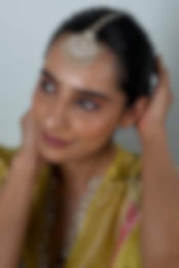 Gold Plated Jadau Kundan Polki Maangtikka by Shlok Jewels at Pernia's Pop Up Shop