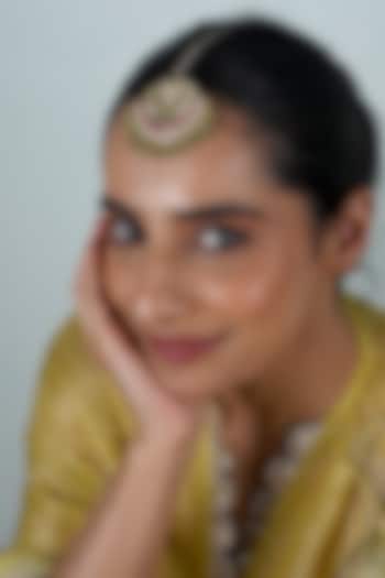 Gold Plated Multi-Colored Jadau Kundan Polki Maangtikka by Shlok Jewels at Pernia's Pop Up Shop