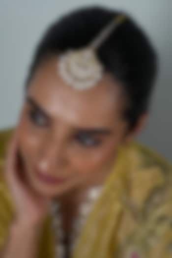 Gold Plated Jadau Kundan Polki Maangtikka by Shlok Jewels at Pernia's Pop Up Shop