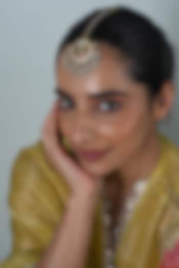 Gold Plated Multi-Colored Jadau Kundan Polki Maangtikka by Shlok Jewels at Pernia's Pop Up Shop