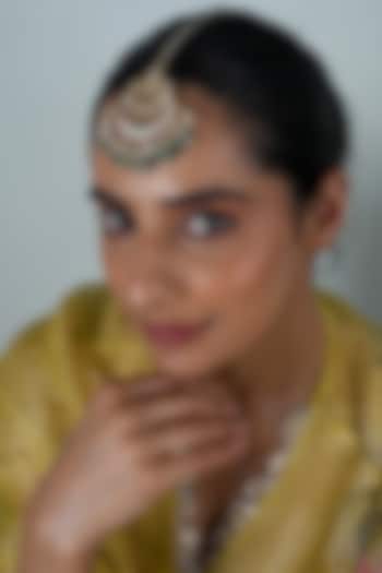 Gold Plated Multi-Colored Jadau Kundan Polki Maangtikka by Shlok Jewels at Pernia's Pop Up Shop