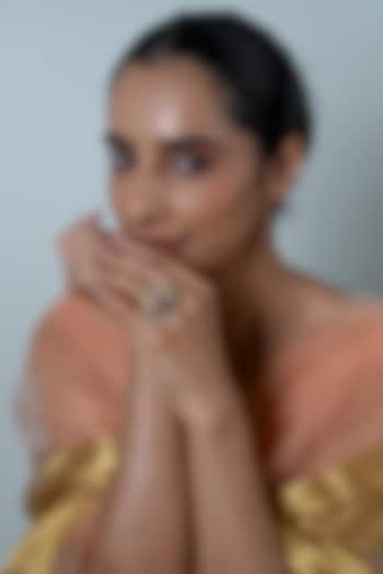 Gold Plated Jadau Multi-Colored Kundan Polki Ring by Shlok Jewels at Pernia's Pop Up Shop