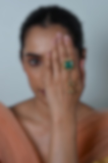 Gold Plated Jadau Multi-Colored Kundan Polki Ring by Shlok Jewels at Pernia's Pop Up Shop