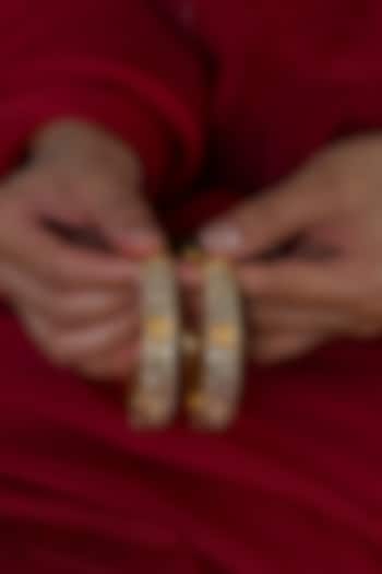 Gold Plated Mother Of Pearl Bangles (Set Of 2) by Shlok Jewels at Pernia's Pop Up Shop