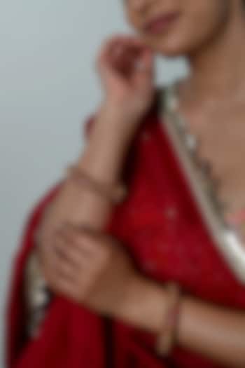 Gold Plated Pink Jadau Kundan Polki Bangles (Set Of 2) by Shlok Jewels at Pernia's Pop Up Shop