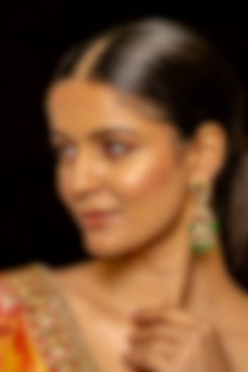 Gold Plated Kundan Polki & Semi-Precious Stone Dangler Earrings by Shlok Jewels at Pernia's Pop Up Shop
