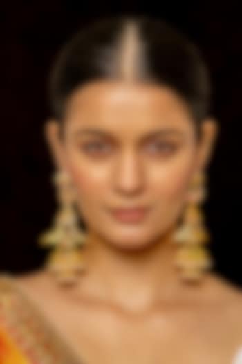 Gold Plated Kundan Polki & Semi-Precious Stone Dangler Earrings by Shlok Jewels at Pernia's Pop Up Shop