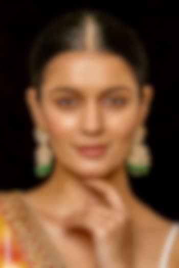 Gold Plated Kundan Polki & Semi-Precious Stone Dangler Earrings by Shlok Jewels at Pernia's Pop Up Shop