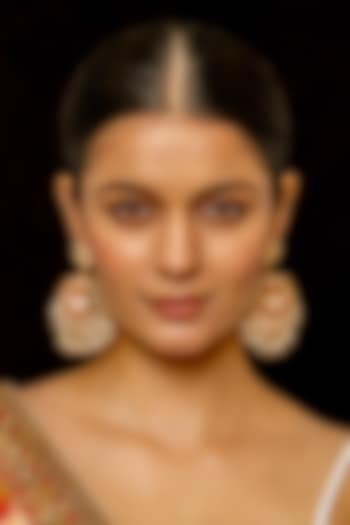 Gold Plated Kundan Polki & Semi-Precious Stone Chandbaali Earrings by Shlok Jewels at Pernia's Pop Up Shop