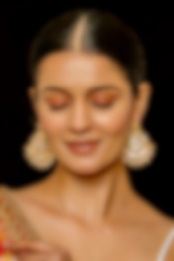 Gold Plated Kundan Polki & Semi-Precious Stone Chandbaali Earrings by Shlok Jewels at Pernia's Pop Up Shop