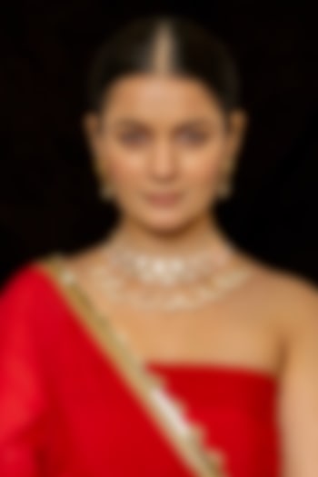 Gold Plated Kundan Polki & Semi-Precious Stone Necklace Set by Shlok Jewels at Pernia's Pop Up Shop