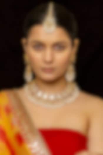 Gold Plated Kundan Polki & Semi-Precious Stone Necklace Set by Shlok Jewels at Pernia's Pop Up Shop