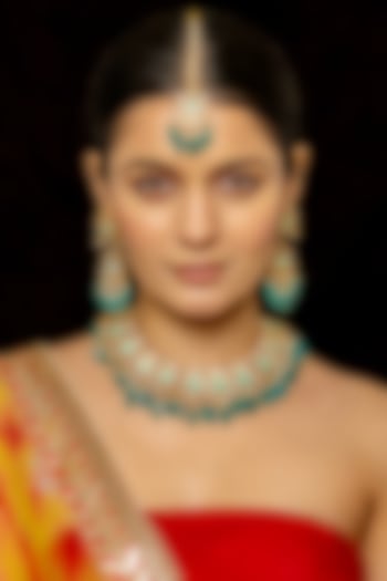 Gold Plated Kundan Polki & Semi-Precious Stone Necklace Set by Shlok Jewels at Pernia's Pop Up Shop