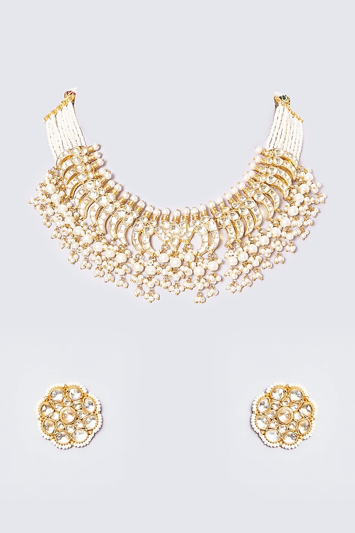 Gold Plated Kundan Polki Choker Necklace Set by Shlok Jewels at Pernia's Pop Up Shop