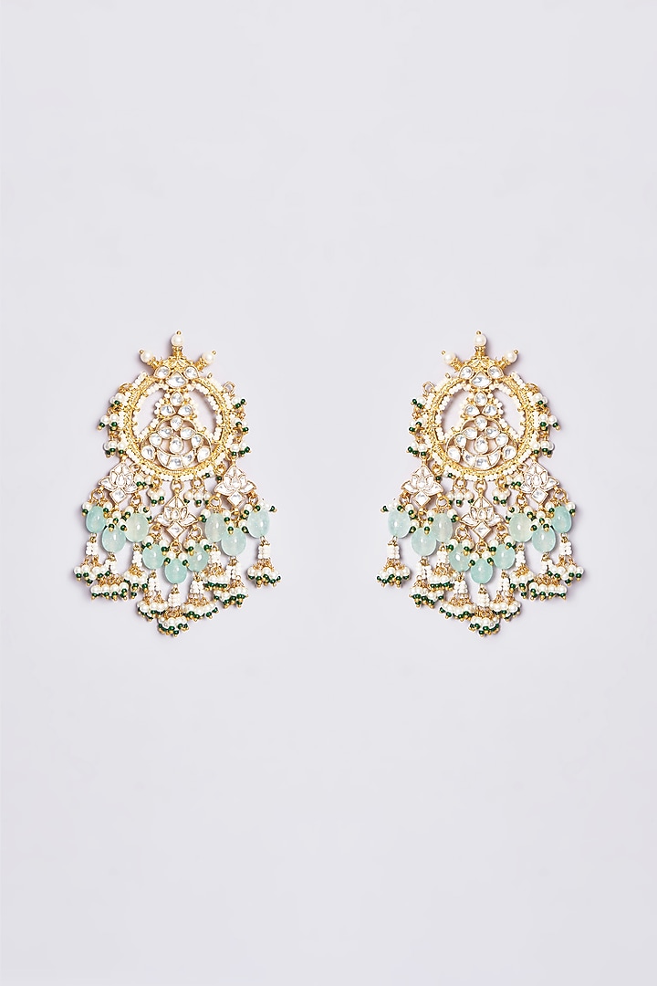 Gold Plated Kundan Chandbali Earrings by Shlok Jewels at Pernia's Pop Up Shop