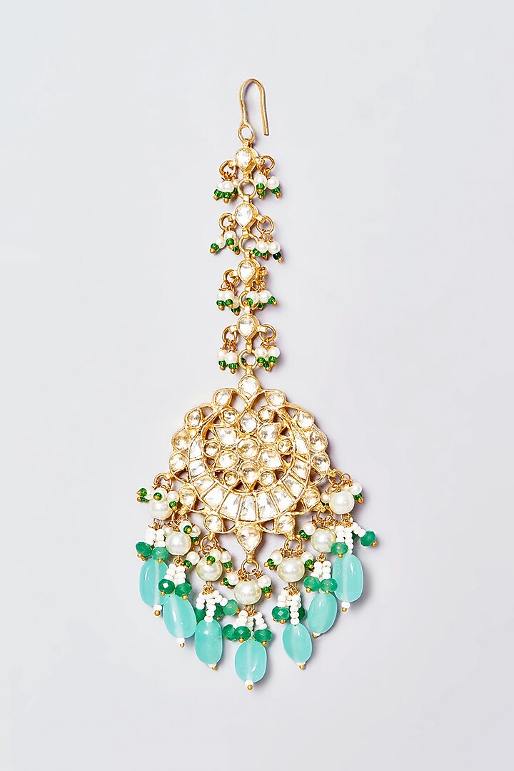 Gold Plated Semi Precious Stone Choker Necklace Set by Shlok Jewels at Pernia's Pop Up Shop