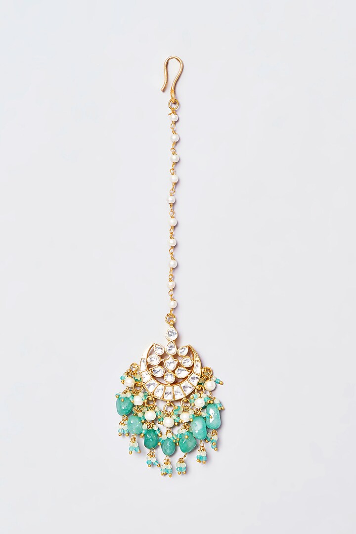 Gold Plated Semi Precious Stone Choker Necklace Set by Shlok Jewels at Pernia's Pop Up Shop