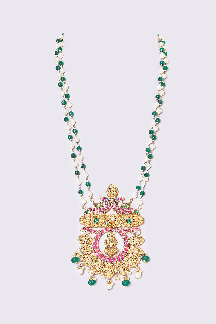 Gold Plated Laxmi Pendant Necklace by Shlok Jewels at Pernia's Pop Up Shop