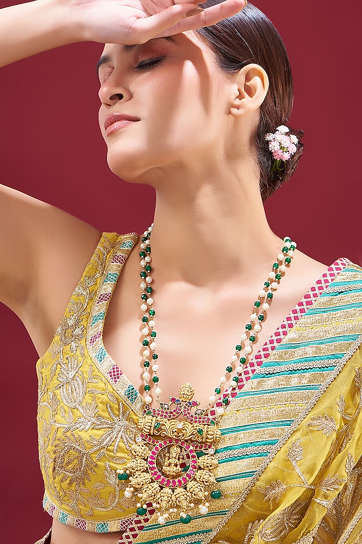 Gold Plated Laxmi Pendant Necklace by Shlok Jewels
