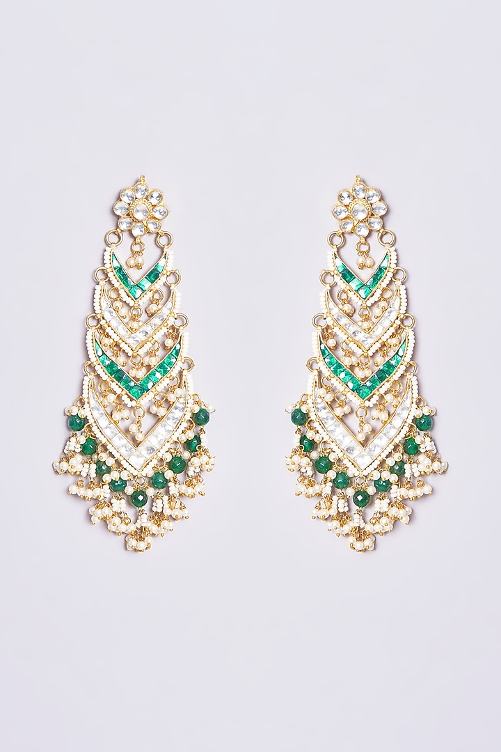 Gold Plated Kundan Polki Dangler Earrings by Shlok Jewels at Pernia's Pop Up Shop