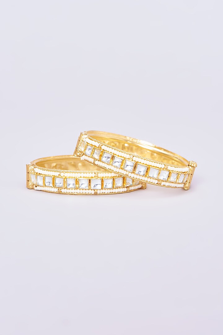 Gold Plated Kundan Bangles (Set of 2) by Shlok Jewels at Pernia's Pop Up Shop