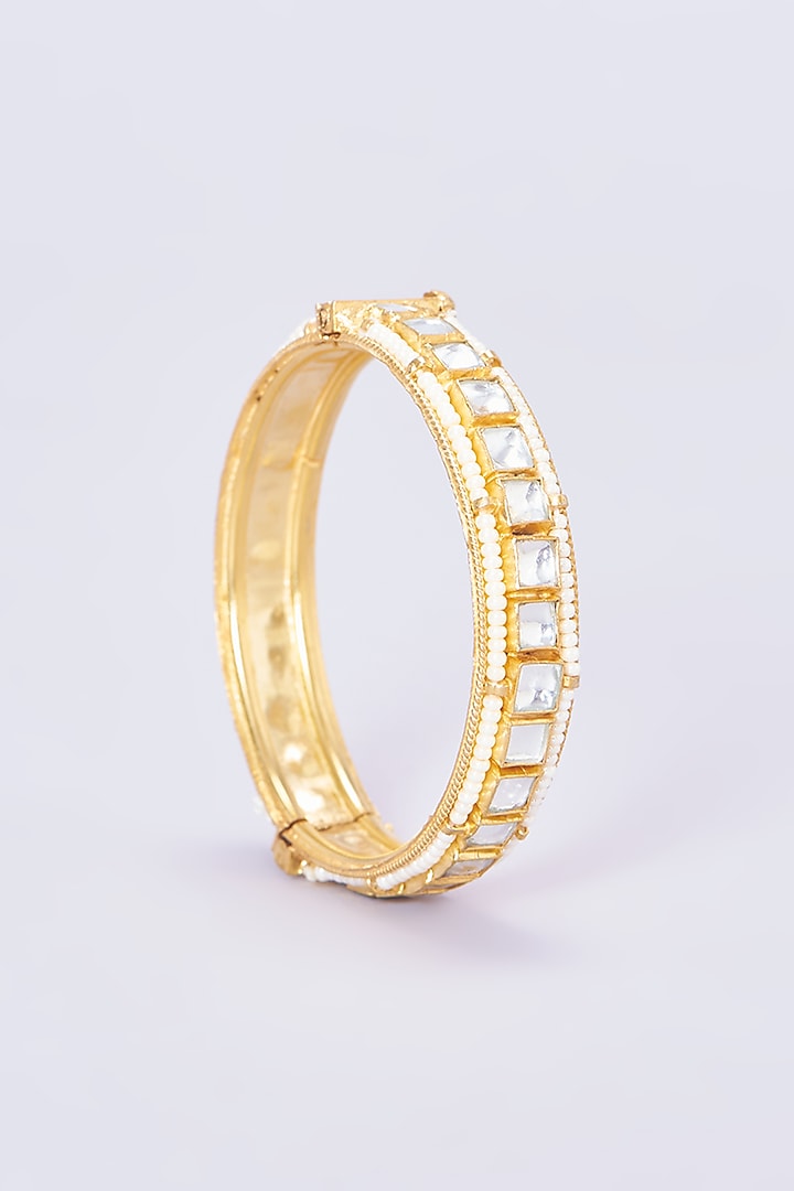 Gold Plated Kundan Bangles (Set of 2) by Shlok Jewels at Pernia's Pop Up Shop