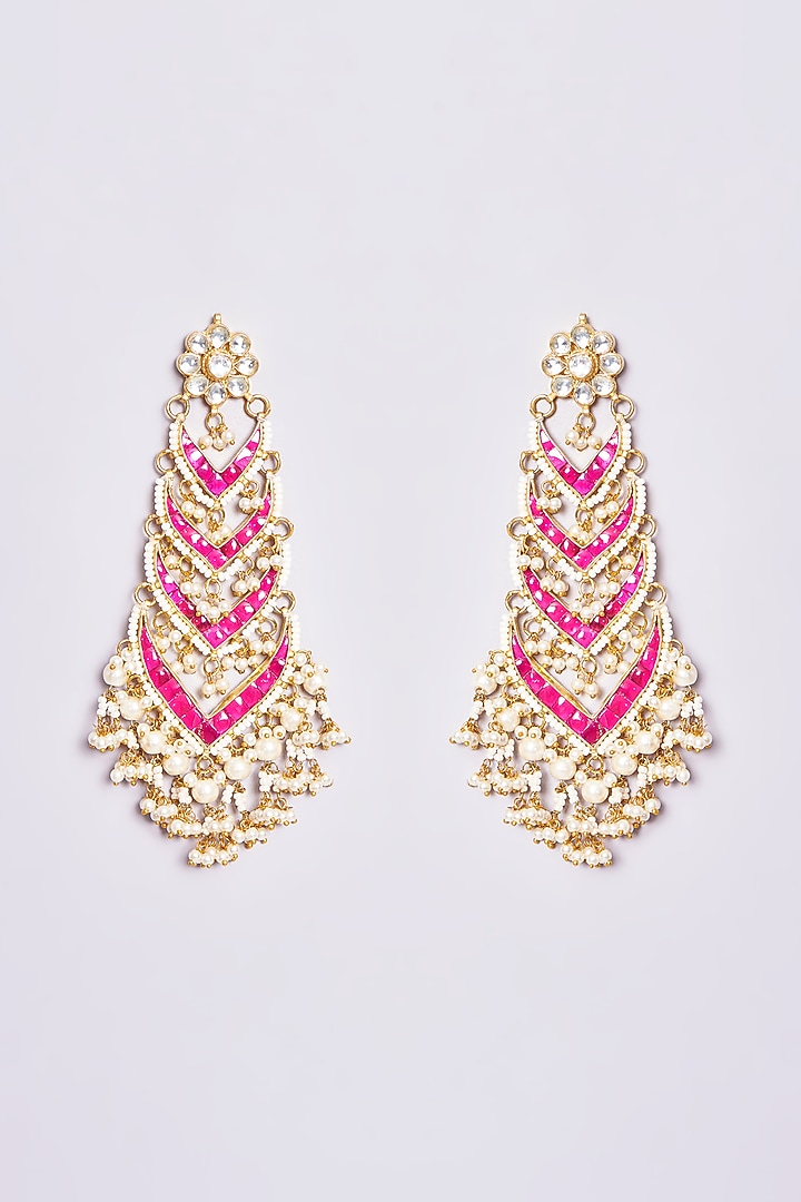 Gold Plated Kundan Polki Dangler Earrings by Shlok Jewels at Pernia's Pop Up Shop