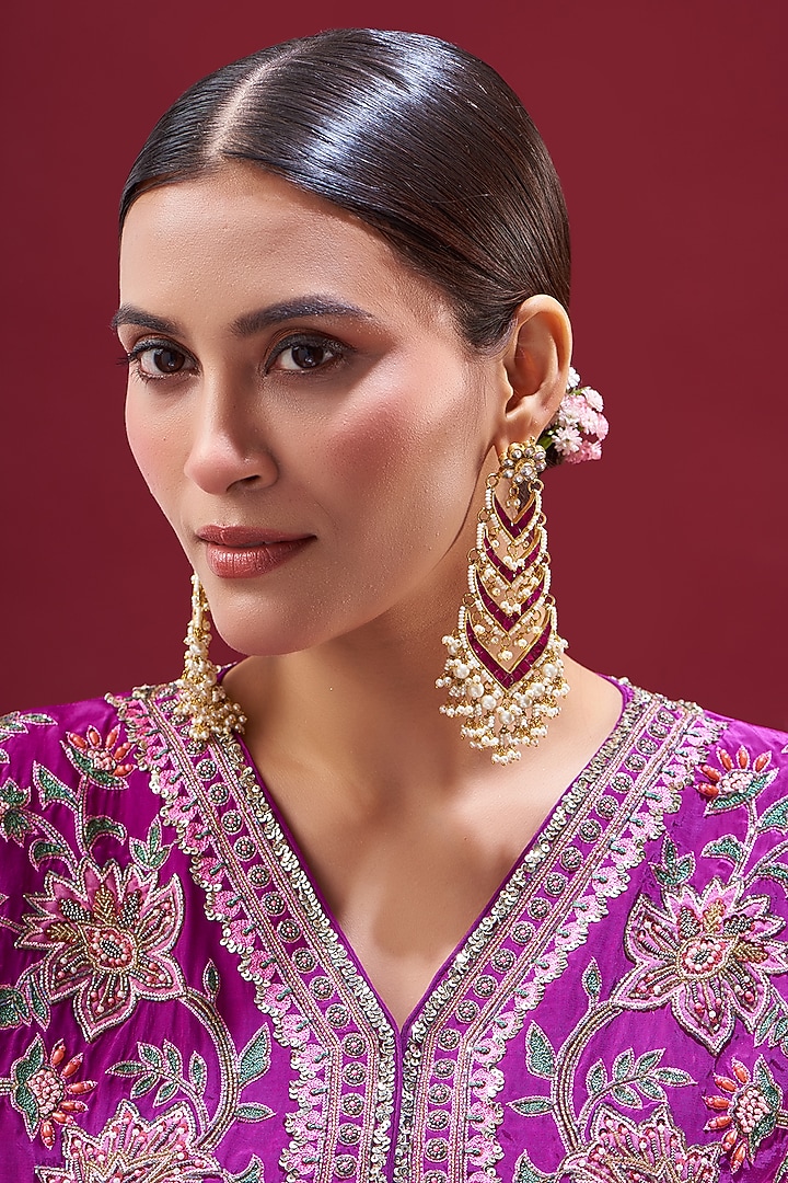 Gold Plated Kundan Polki Dangler Earrings by Shlok Jewels at Pernia's Pop Up Shop