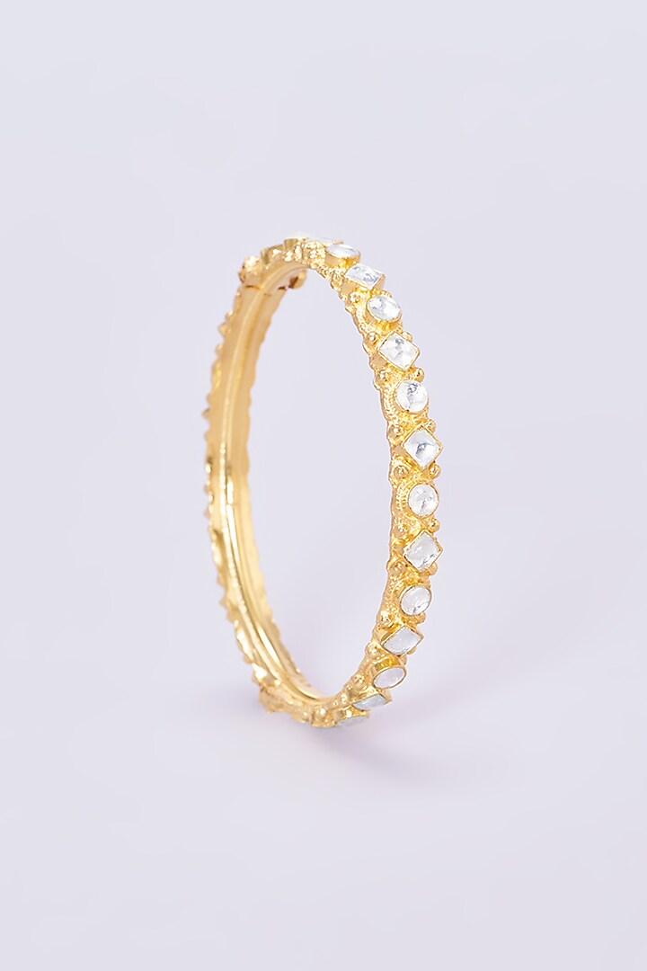 Gold Plated Kundan Bangles (Set of 2) by Shlok Jewels at Pernia's Pop Up Shop