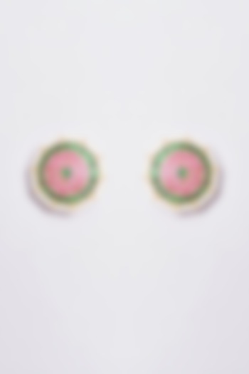 Gold Plated Semi Precious Stone Temple Stud Earrings by Shlok Jewels at Pernia's Pop Up Shop