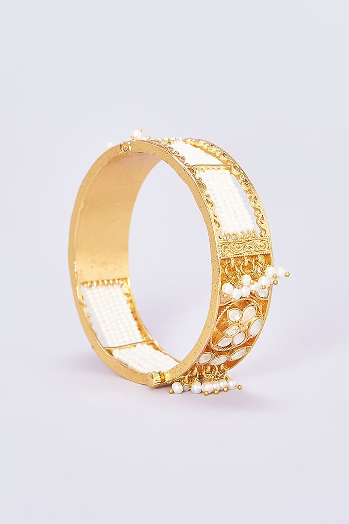 Gold Plated Kundan Bangles (Set of 2) by Shlok Jewels at Pernia's Pop Up Shop