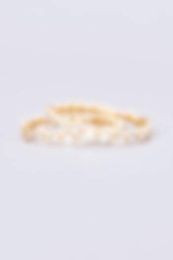Gold Plated Kundan & Mother Of Pearls Bangles (Set of 2) by Shlok Jewels at Pernia's Pop Up Shop