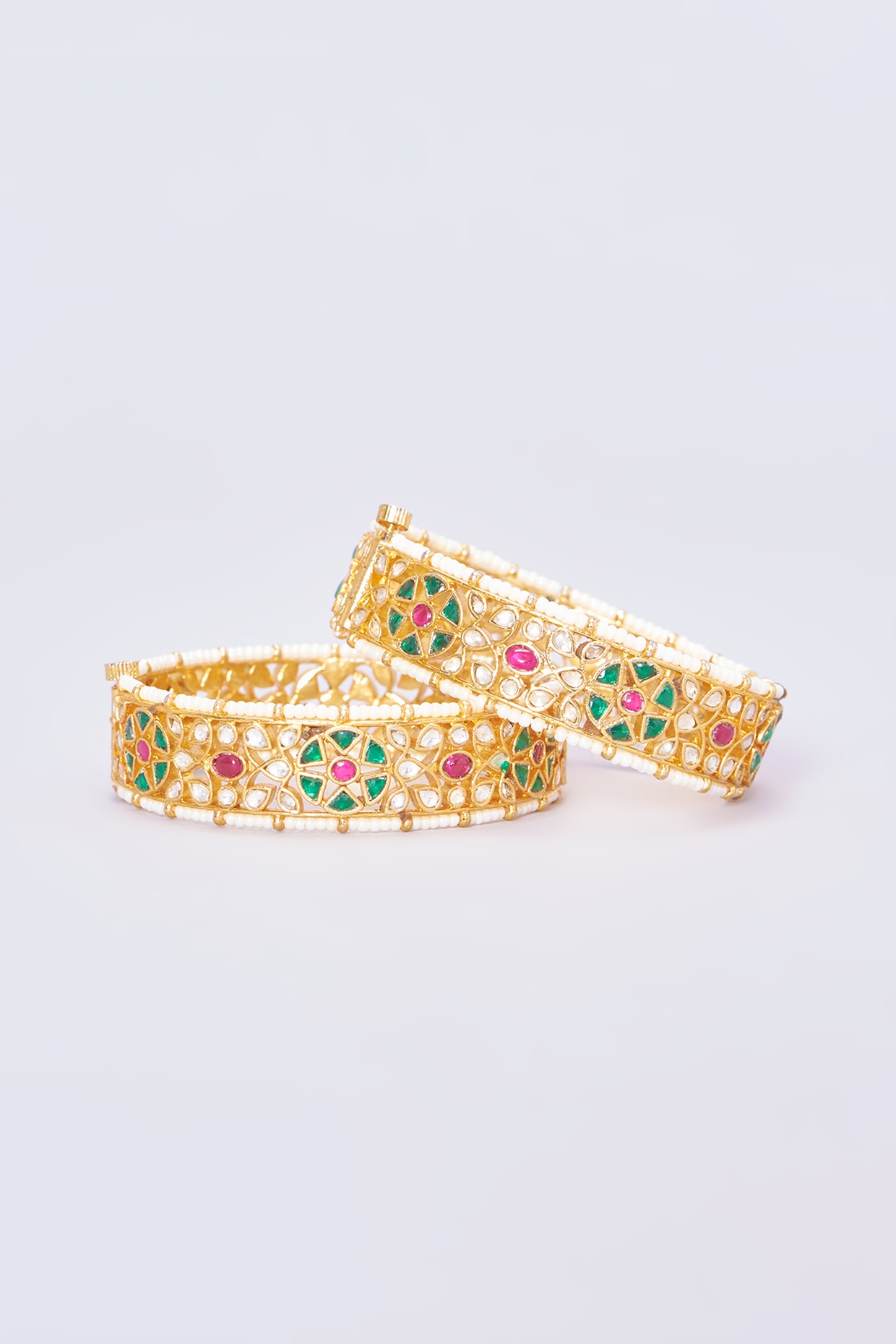 Buy Gold Plated Floral Kundan Bracelet by Shillpa Purii Online at Aza  Fashions.