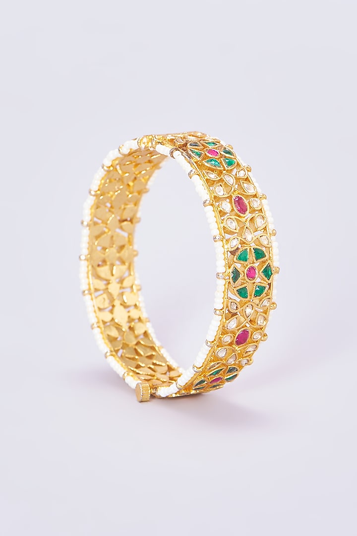 Gold Plated Kundan Bangles (Set of 2) by Shlok Jewels at Pernia's Pop Up Shop