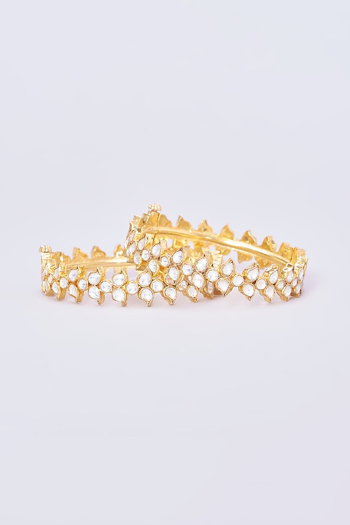 Gold Plated Kundan Bangles (Set of 2) by Shlok Jewels at Pernia's Pop Up Shop