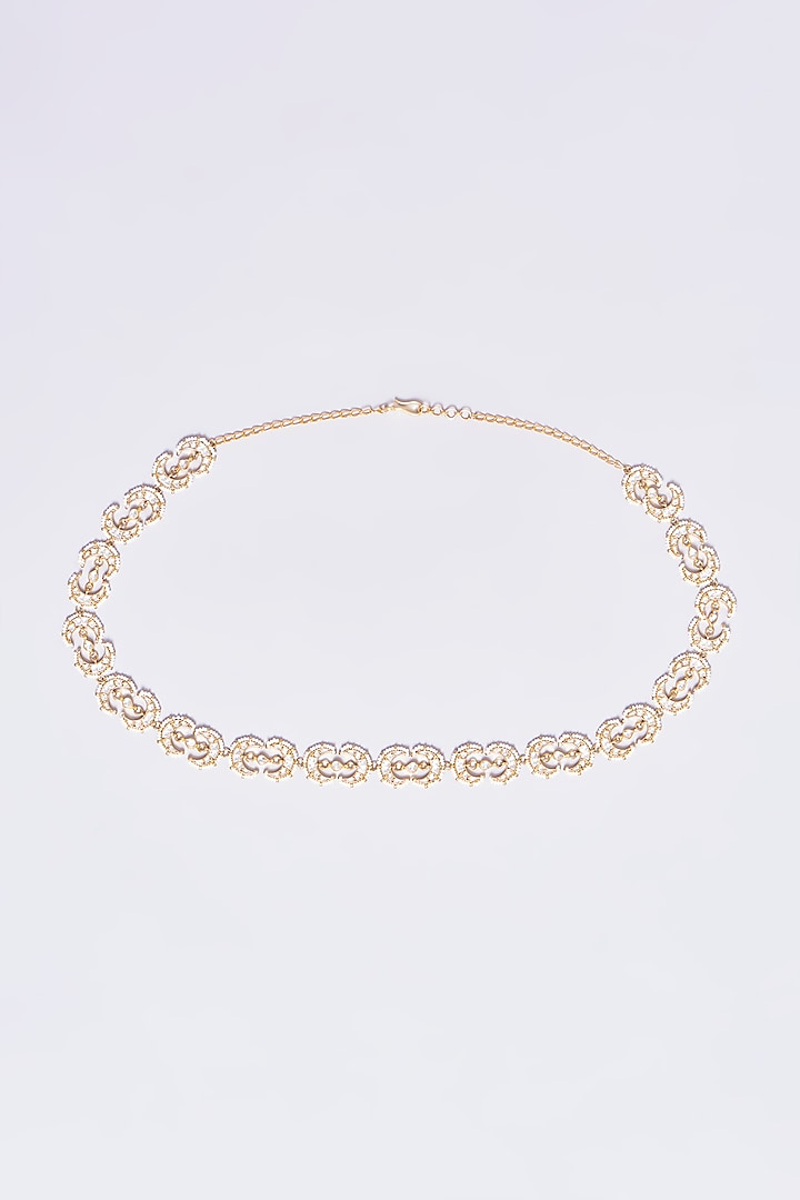 Gold Plated Kundan Polki Waist Belt by Shlok Jewels at Pernia's Pop Up Shop