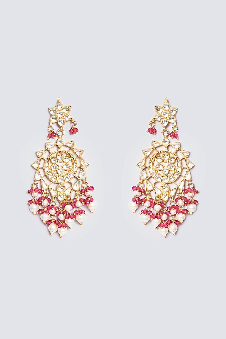 Gold Plated Natural Gemstone Jadau Necklace Set by Shlok Jewels at Pernia's Pop Up Shop