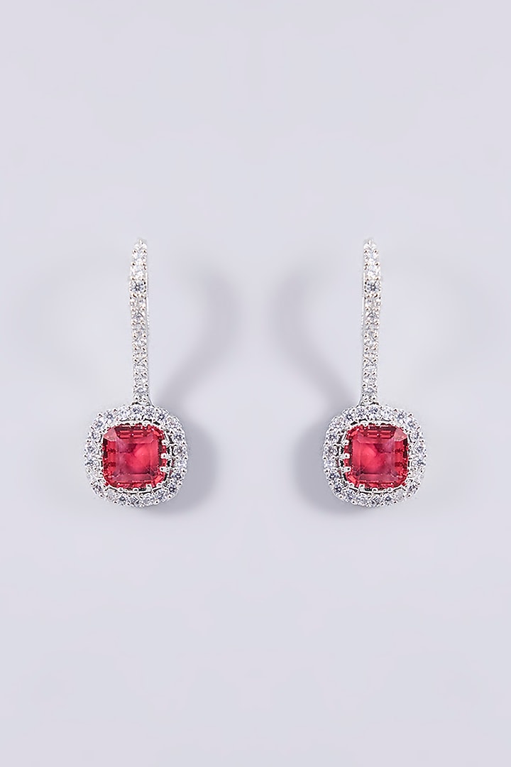 White Finish Zircon & Red Stone Necklace Set by Shlok Jewels at Pernia's Pop Up Shop