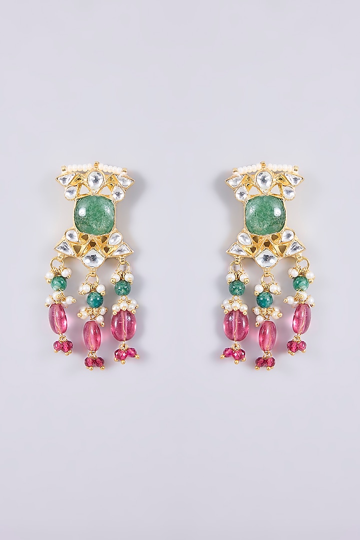Gold Plated Kundan Polki Jadau Necklace Set by Shlok Jewels at Pernia's Pop Up Shop