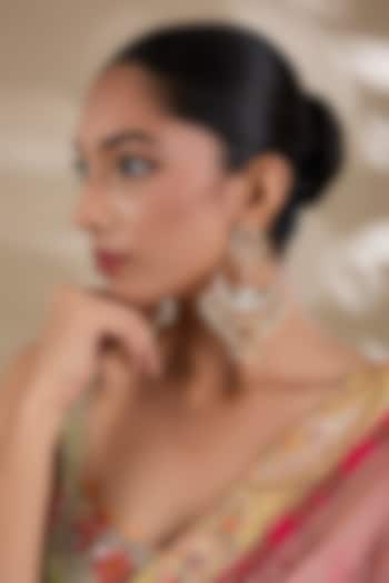 Gold Plated Kundan Polki & Semi-Precious Stone Jadau Chandbali Earrings by Shlok Jewels at Pernia's Pop Up Shop