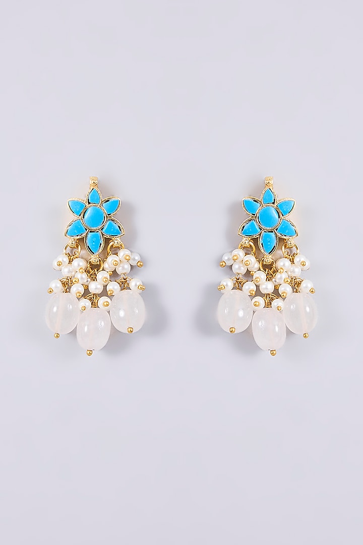 Gold Plated Kundan Polki & Turquoise Stone Jadau Choker Necklace Set by Shlok Jewels at Pernia's Pop Up Shop