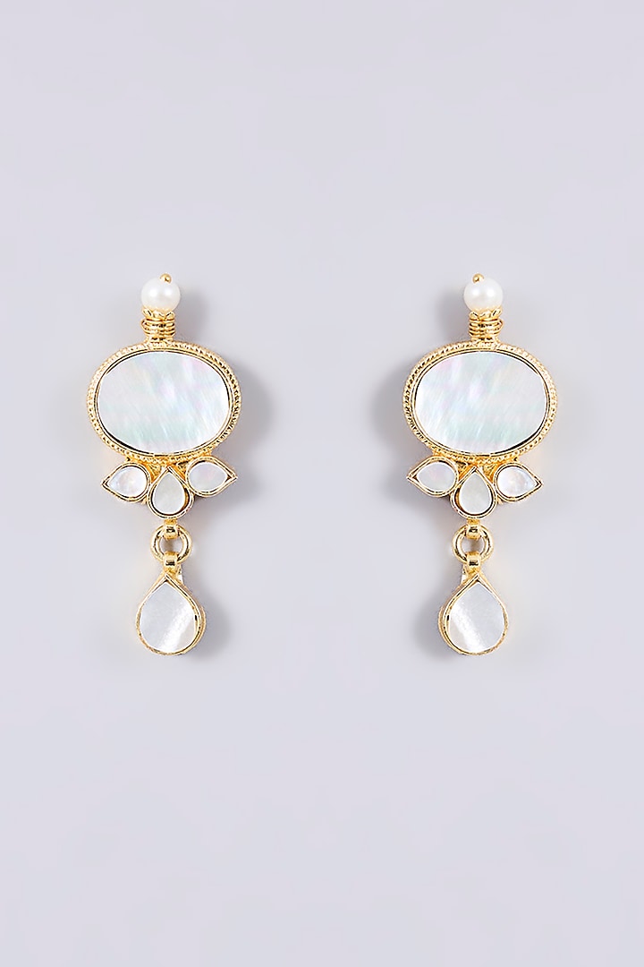 Gold Plated Mother Of Pearl & Semi-precious Stone Choker Necklace Set by Shlok Jewels at Pernia's Pop Up Shop