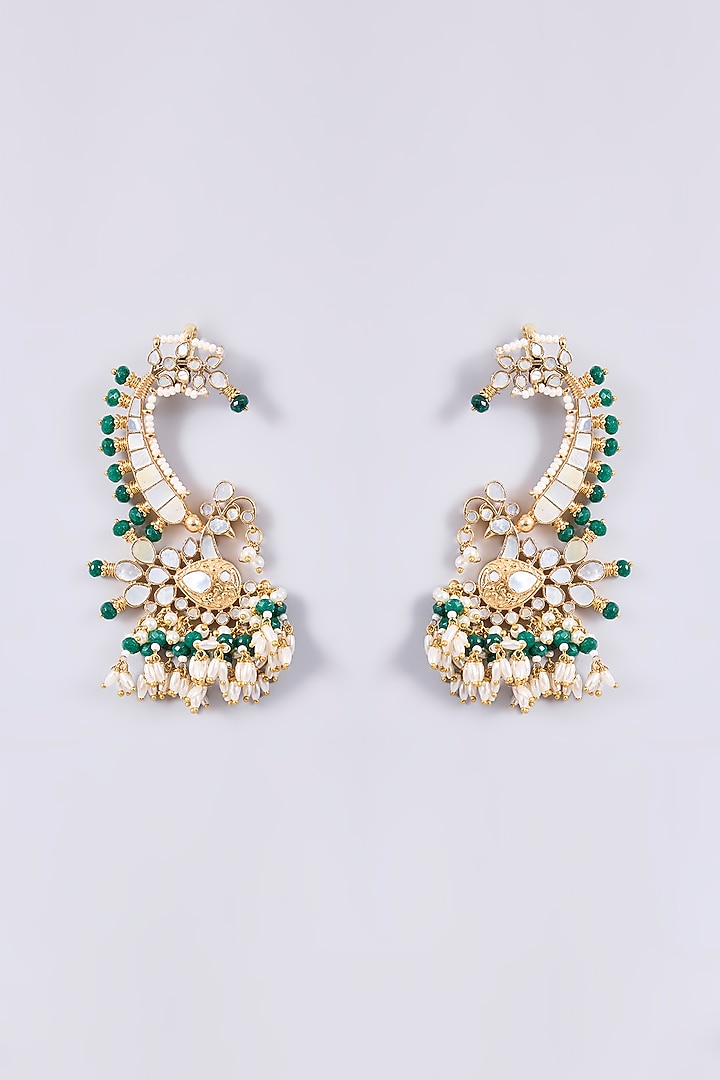 Gold Plated Mother Of Pearl & Semi-Precious Stone Earcuffs by Shlok Jewels at Pernia's Pop Up Shop