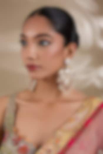 Gold Plated Mother Of Pearl & Semi-Precious Stone Chandbali Earrings by Shlok Jewels at Pernia's Pop Up Shop