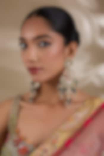 Gold Plated Kundan Polki & Semi-Precious Stone Jadau Chandbali Earrings by Shlok Jewels at Pernia's Pop Up Shop