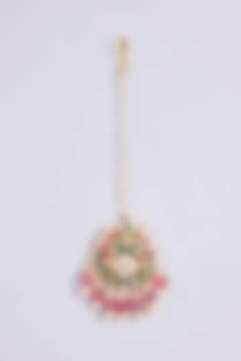 Gold Plated Kundan Polki & Semi-precious Stone Jadau Maangtikka by Shlok Jewels at Pernia's Pop Up Shop