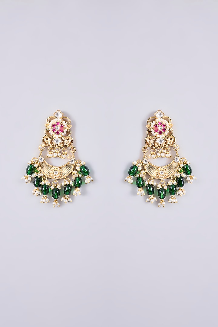 Gold Plated Kundan Polki & Semi-precious Stone Jadau Necklace Set by Shlok Jewels at Pernia's Pop Up Shop